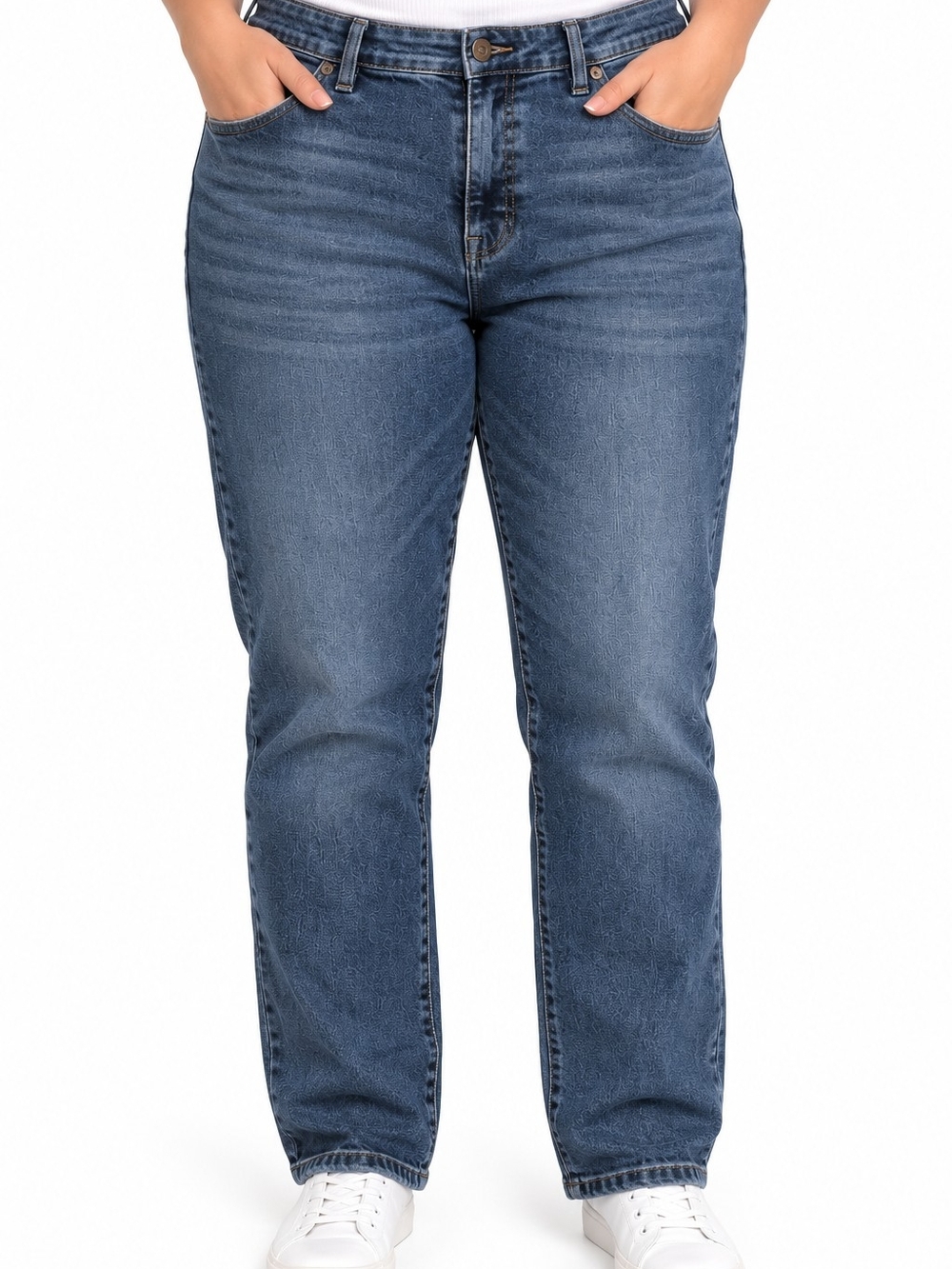 Classic Straight-Leg Jeans in Medium Blue Size 16